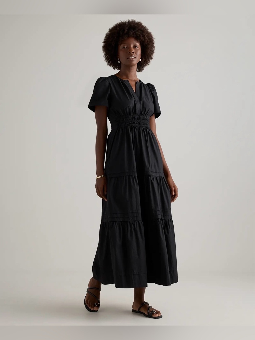 Quince 100% Organic Cotton Poplin Tiered Maxi Dress